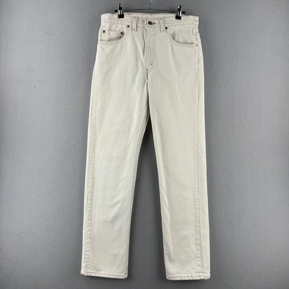 Vintage Levis Jeans Mens 33x30 (Fits 31x31) Cream Denim 505 Straight 90s USA